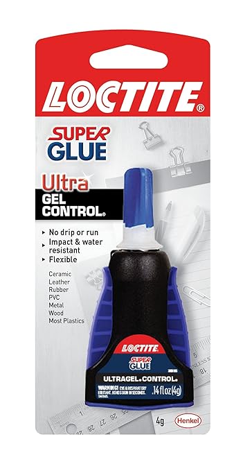 Loctite Super Glue Ultra Gel Control, Clear, 0.14 fl oz Bottle, 1 Pack - Superglue for Plastic, Wood, Metal, Crafts & Repair, Cyanoacrylate Adhesive Instant Glue, Quick Dry