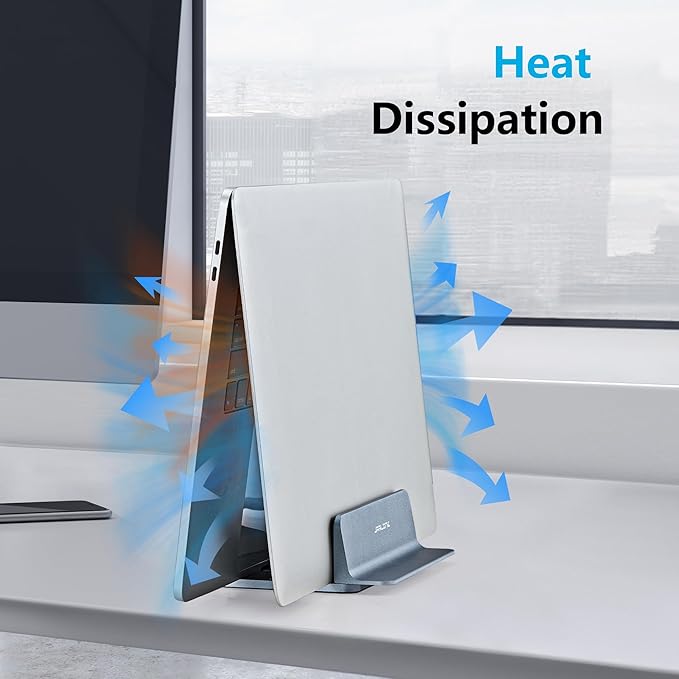 JARLINK Vertical Laptop Stand, Aluminum Laptop Holder Desktop Stand with Adjustable Dock Size (up to 17.3 inches) Compatible with All MacBook/Surface/Dell/Gaming Laptops (Gray)