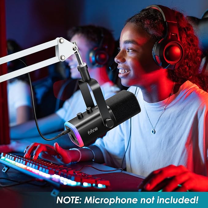 White Boom Arm for Fifine AM8 - White Mic Arm Compatible with Fifine AM8 Microphone, Professional Adjustable Scissor White Microphone Boom Arm Stand by YOUSHARES