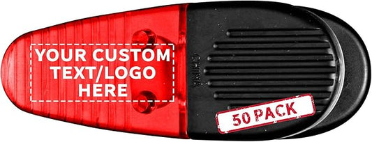 50 Magnetic Memo Holders Set - Customizable Text, Logo - Large Clip, Plastic - TRed