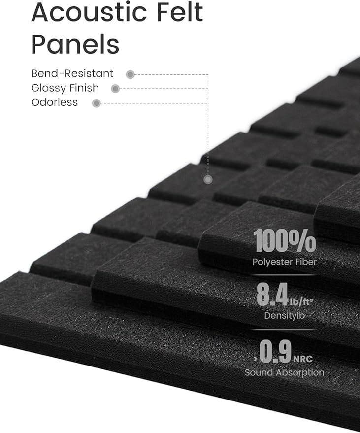 Bumusty Large Cork Board Alternative-36 x24 Felt Bulletin Board Tiles, with 30 Pushpins, 40 Adhesive Tabs, 6-Pack Slat Wall Paneling, Cork Boards for Office Push Pin Board Felt Board-Black