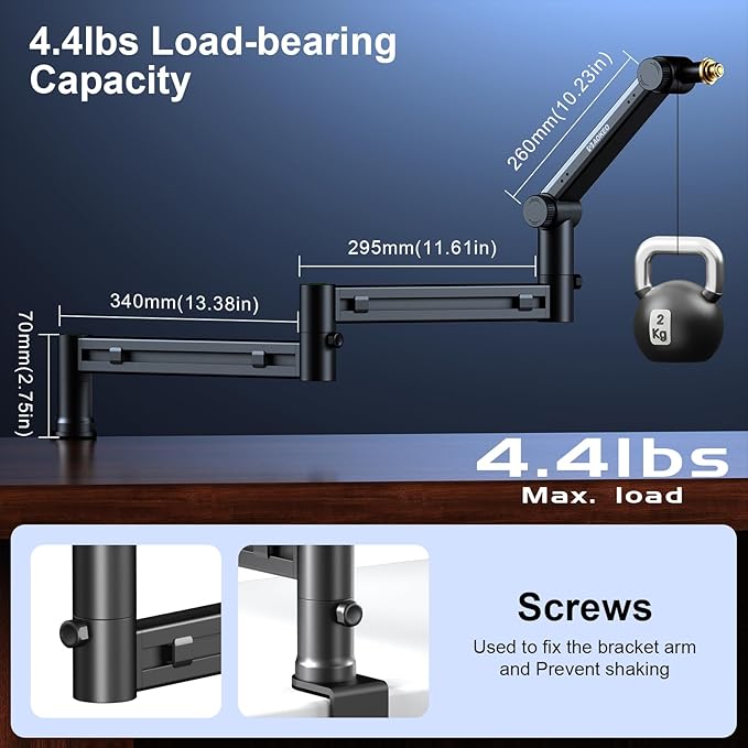 Microphone Arm,Aokeo AK-58i Desk Low Profile Mic Boom Arm Stand,Suitable For Blue Yeti,Snowball iCE,HyperX QuadCast,SoloCast,Elgato Wave,Etc