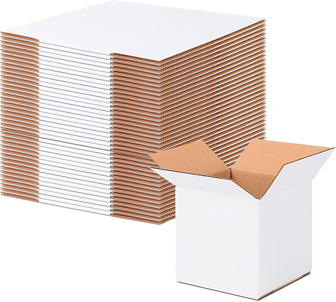 4x4x4 Small Shipping Boxes Set of 40, White Corrugated Cardboard Box for Small Business for Mailing Packaging Gifts
