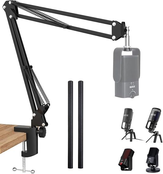 SUNMON Rode NT-USB Mic Boom Arm - Mic Arm for RODE NT-USB/NT-USB+/NT-USB Mini and Most Microphone, Adjustable Boom Scissor Arm Stand with 3/8" to 5/8" Adapter by SUNMON