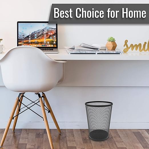 Zuvo Waste Basket | Metal Wire Mesh Bin | Pack of 2 | Lightweight & Stylish | Ideal Trash Can for Home & Office Waste | 4 Gallon (Black)