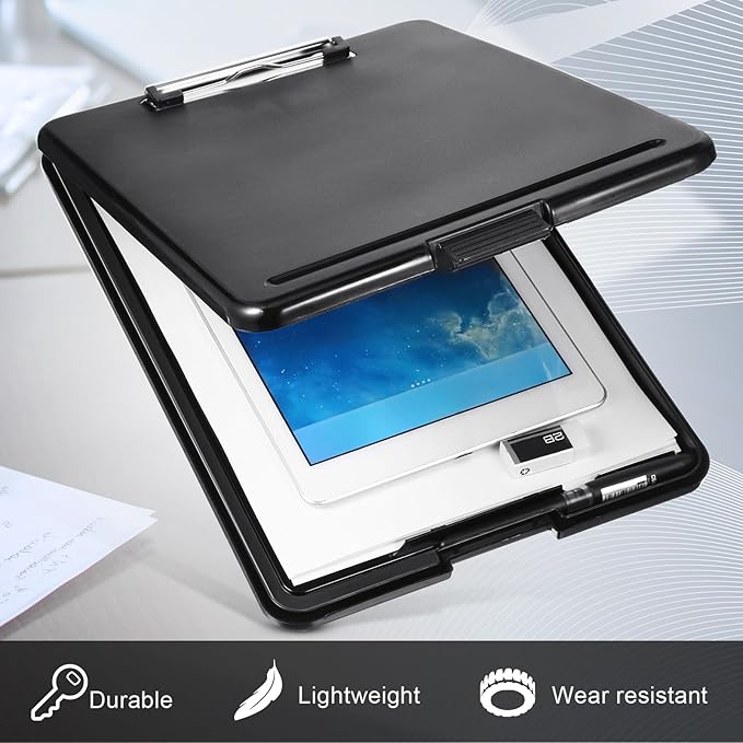 Mimorou 20 Pcs Clipboard with Storage Plastic Nursing Clipboard 9.5 x 13.5 Inch with Low Profile Clip Foldable Clip Board with Storage for Home Office Back to School Supplies