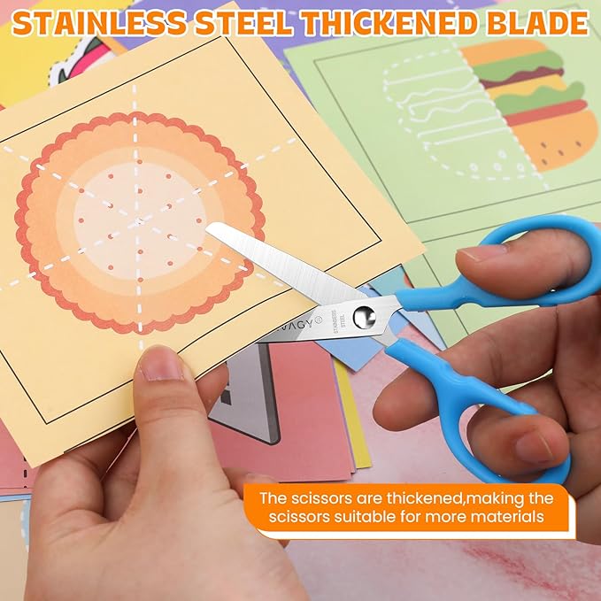 90Pack 5" Small School Student Blunt Kids Craft Scissors, Sharp Stainless Steel Blades Safety Toddler Kid Child Comfort Grip Scissors Bulk for Children Cutting Paper