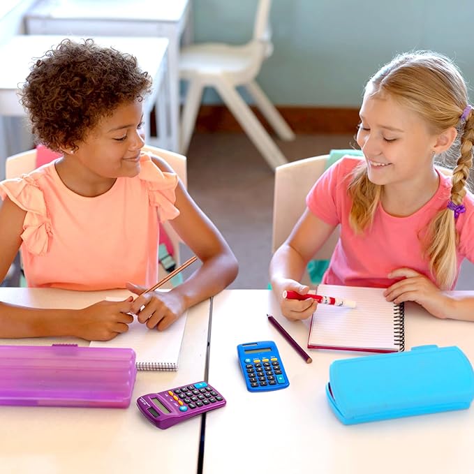 Goaste 12 Pack Pocket Size Mini Calculators, 8 Digit Display Basic Calculator, Small Solar Battery Dual Power Calculator in 6 Colors, 4 Function Handheld Calculators Bulk for Student Kid School Office