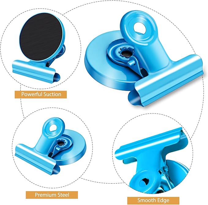 8Pack Refrigerator Magnets Magnetic Clips Fridge Magnets-Scratch Free Heavy Duty Magnetic Clips Perfect for Classroom, Teacher,Locker, Note List Photo Displays Must Haves(Colorful)