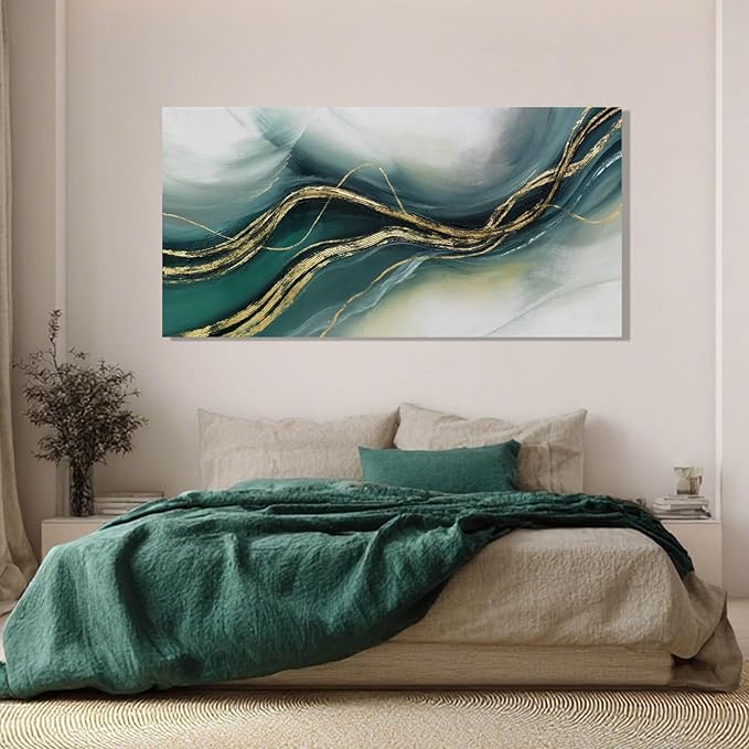 ZENPEE Large Modern Wall Art, Green Canvas Print, Abstract Wall Art Posters for Room, Hallway Decor for Office, Living Room, Bedroom, 20" x 40"
