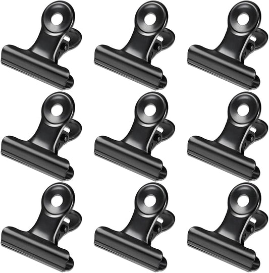 30 Pack Bulldog Clips 1.25 Inches Small Hinge Paper Clips Metal Hinge Clips for Crafts, Food Bags, Drawings, Photos at Home Kitchen & Office Usage, Black, 31mm