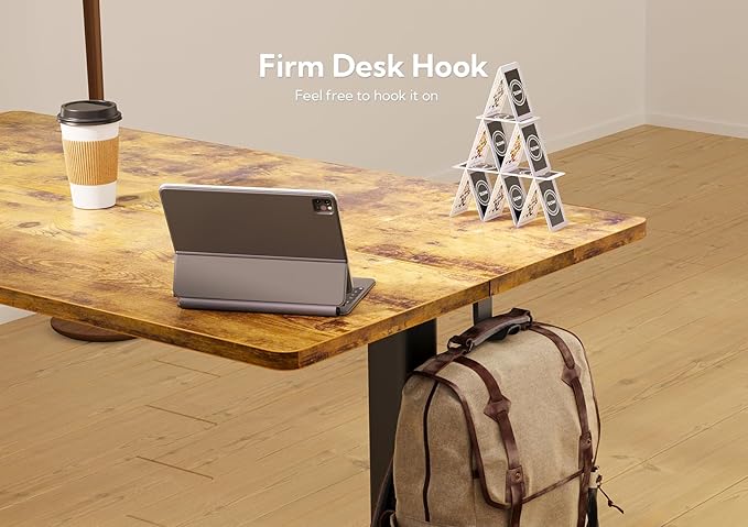 YDN Standing Desk, Height Adjustable Computer Desk with Keyboard Tray, 48 Inch Rustic Brown Ergonomic Desk for Home Office and Gaming