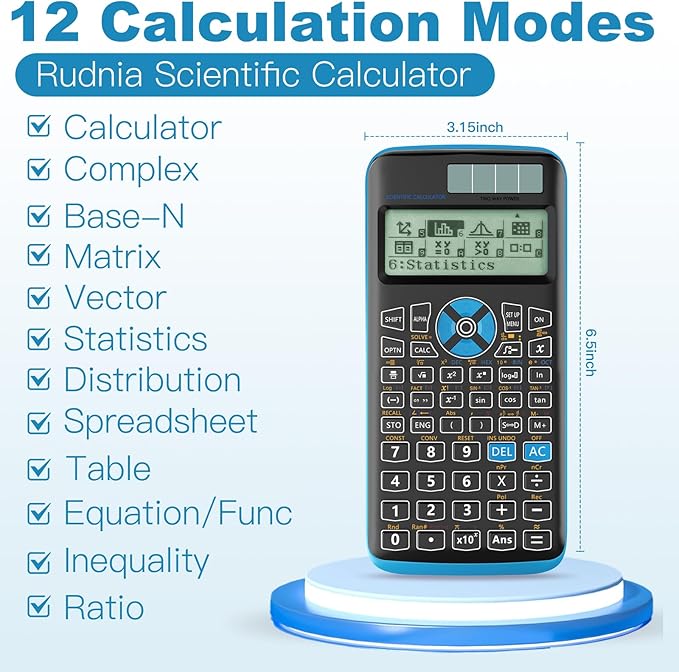 Scientific Calculators,Rudnia Calculator Desktop with 4-line Display,10+2 Digits and 552 Function Calculator,School Supplies for Middle High School and College Students (Black)