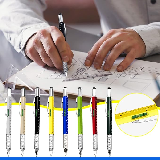Zhanmai 168 Pcs Multi Tool Pen for Men 6 in 1 Screwdriver Gadgets Screwdriver Ruler Level Gauge Ballpoint Pen for Christmas Father's Day Birthday Gift(Multicolor)