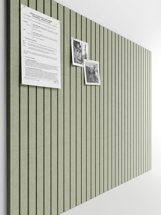 Bumusty Large Cork Board Alternative-47 x35 Felt Bulletin Board Tiles, with 30 Pushpins, 70 Adhesive Tabs, 12-Pack Slat Wall Paneling, Cork Boards for Office Push Pin Board Felt Board-Sage