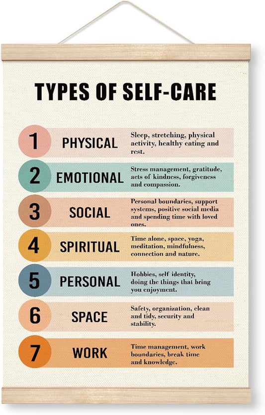 Yxadu Canvas Poster with Wooden Hanger, Anxiety Relief Mental Health Art, Home Office Bedroom Decor, Therapist Office Decor, Self-Care Poster