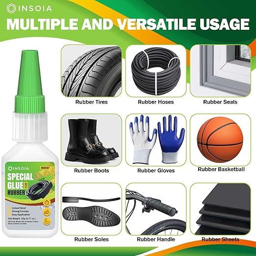 Super Rubber Glue, 20g Heavy Duty Rubber Adhesive for RC Tires, Shoe Soles, Belts, Hoses, Car Seals, Mats, Motorcycle Grips & DIY Repairs – Quick-Dry, Waterproof, Heat-Resistant CA Glue