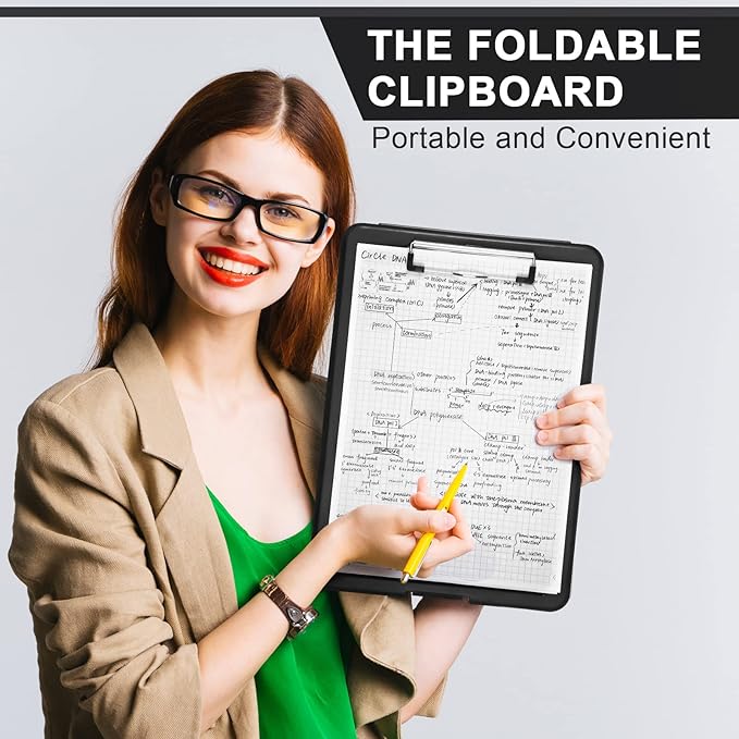 Mimorou 15 Pcs Clipboard with Storage Plastic Nursing Clipboard 9.5 x 13.5 Inch with Low Profile Clip Foldable Clip Board with Storage for Home Office Back to School Supplies