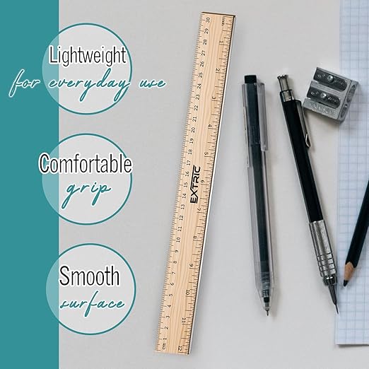 Rulers 24 Pack - Rulers 12 Inch, Wood Ruler with Metal Edge Greta for School, Classroom, Home, and Office