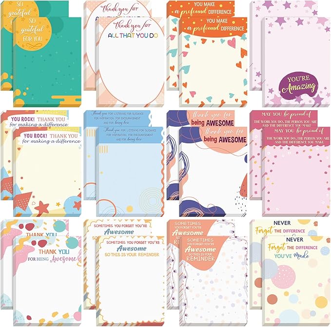 Yinder 24 Pcs Inspirational Sticky Notes Christmas Appreciation Sticky Notes Motivational Funny Memo Pads Positive Note 3 x 4 Medical Assistant Gift for Women Office(Lovely,Cute)