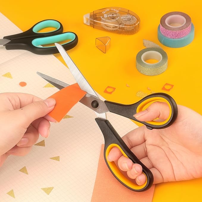 Scissors 8.5 Inch scissors all purpose Bulk Set of 3, Scissors for Office Home School Craft Supplies, Soft Comfort-Grip Right/Left Hand, Black