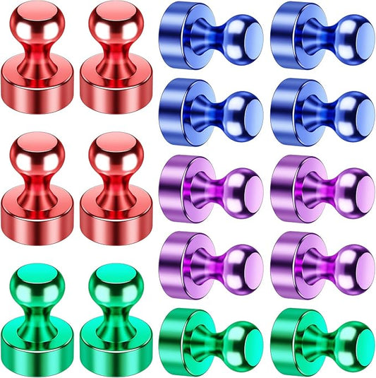 VNDUEEY Magnets for Fridge, Mini Refrigerator Colored Magnets for Whiteboard Classroom Strong Magnetic Push Pins Office Dry Erase Board Cute Decorative Magnetic Clips Heavy Duty Gadgets, 16 Pack