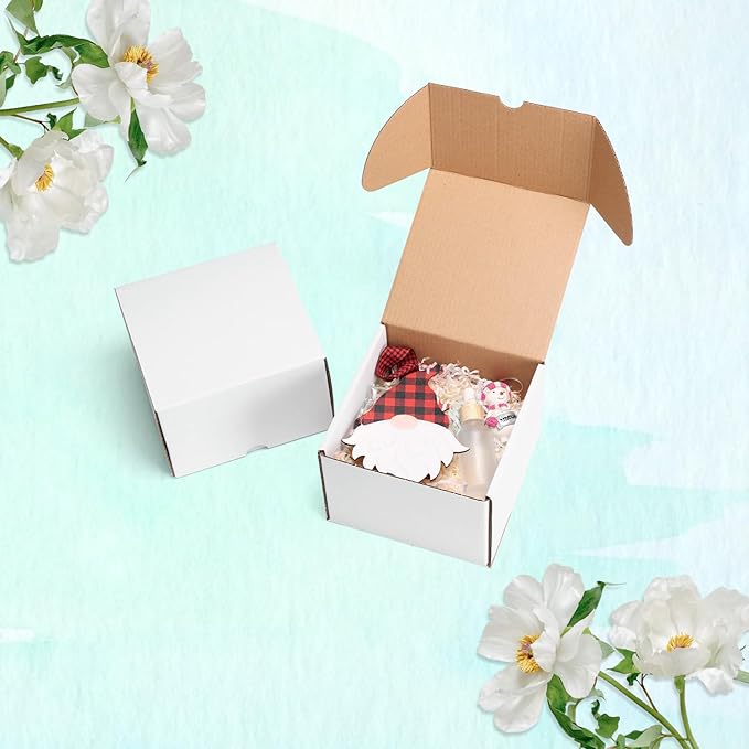 WIFTREY 25 Pack 6X6X4 Small Shipping Boxes for Business, White Corrugated Cardboard Box 6 x 6 x 4 for Mailing Packing Gifts
