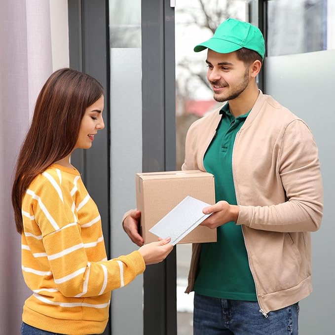 METRONIC 4x8" Bubble Mailer 200 Pack Waterproof White Small Bubble Mailers Usable Size 4x7" Self Seal Mailing Envelopes Bubble Padded for Small Business Mailing Jewelry Makeup Cards Envelope Mailers