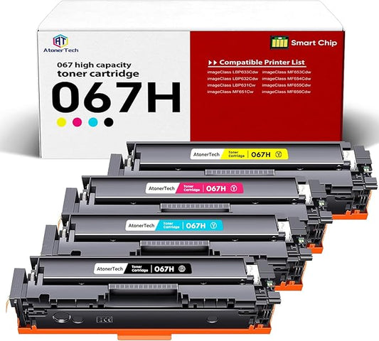 067H / 067 High Yield Toner Cartridge Set LBP632Cdw MF656Cdw Compatible for Canon 067H 067 Toner Cartridge with imageCLASS MF656Cdw LBP632Cdw MF653Cdw LBP633Cdw Printers |4 Pack,High Capacity Ink