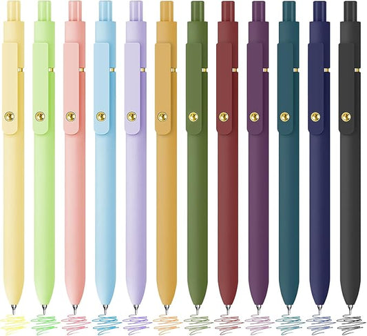 12 Pcs Colored Pens Colorful Pens 0.5mm Colored Ink Gel Pen Fine Point Smooth Writing Pen for Journaling and Note Taking Office School Supplies Gifts (12 Pcs Vibrant and Vintage Gold)