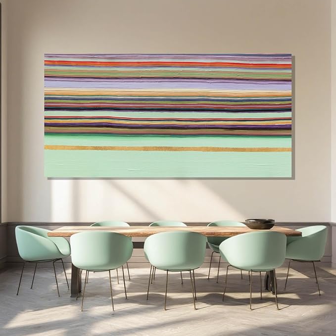 ZENPEE Green Canvas Wall Art - Modern Wall Decor Hanging Decor, Eclectic Wall Art, Dining Room Wall Decor, Room Posters for Living Room, Bedroom, Office Entryway, Hanging Art, 29" x 58"