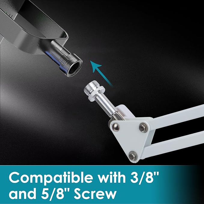 White Boom Arm for Fifine AM8 - White Mic Arm Compatible with Fifine AM8 Microphone, Professional Adjustable Scissor White Microphone Boom Arm Stand by YOUSHARES