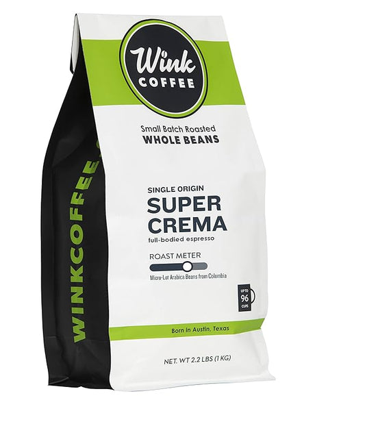 Wink Coffee Low Acid Medium Roast Espresso – 2.2 lb Whole Bean Coffee, 100% Arabica, Colombian Single Origin, Smooth, Full-Bodied & Sustainable