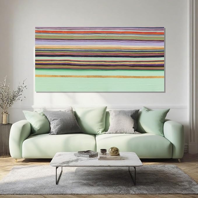 ZENPEE Green Minimalist Canvas Wall Art, Aesthetic Home Decor for Hallway, Dining Room, Bedroom, or Office | 20" x 40"