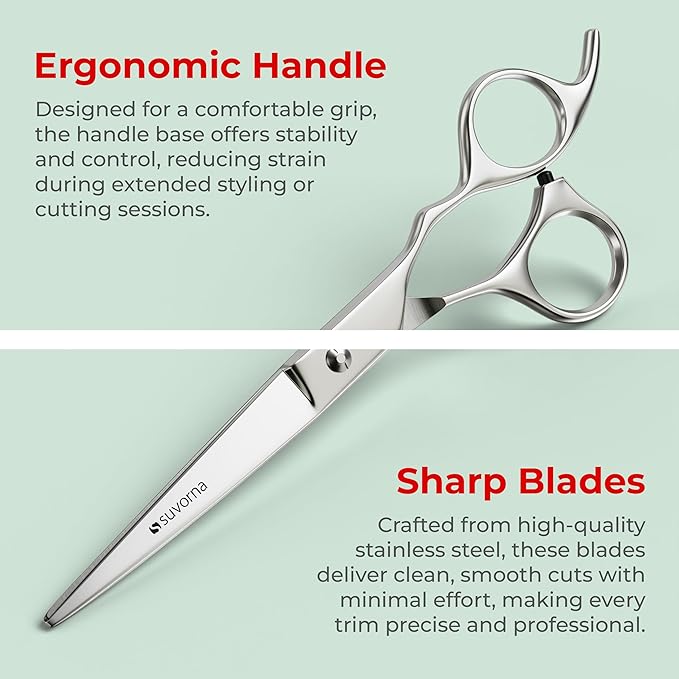 Suvorna Hair Cutting Scissors - 6" Stainless Steel Barber Scissors for Hair Cutting and Trimming - Razor Sharp Hair Scissors Professional for Hairdressers & Barbers - Hair Shears for Women and Men