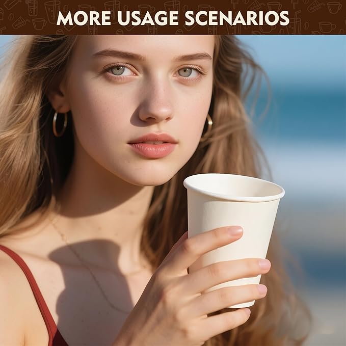 YEEHAW 12 oz 300 Pack Disposable Paper Coffee Cups, Bulk White Hot to Go Cups for Hot Coffee, Hot Liquid, Chocolate, Juice, Hot Beverage Drinkings, Ideal for Cafes, Bistros, Office and Family