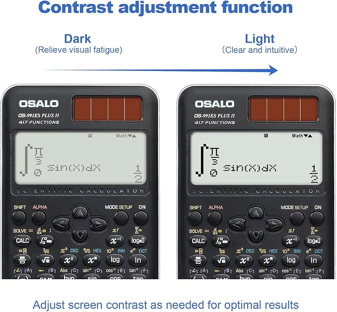 OSALO Scientific Calculator 417 Function 2 Line 10+2 Digits Written Display Solar and Battery Calculators for School College Students Secondary Black (OS 991ES Plus 2nd Edition)