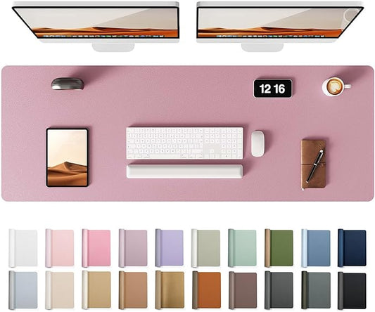 YSAGi Leather Desk Protector, Office Mat, Large Mouse Mat, Non-Slip PU Leather Blotter, Laptop Pad, Waterproof Writing Pad for Office and Home (Pale Mauve, 47" x 17")
