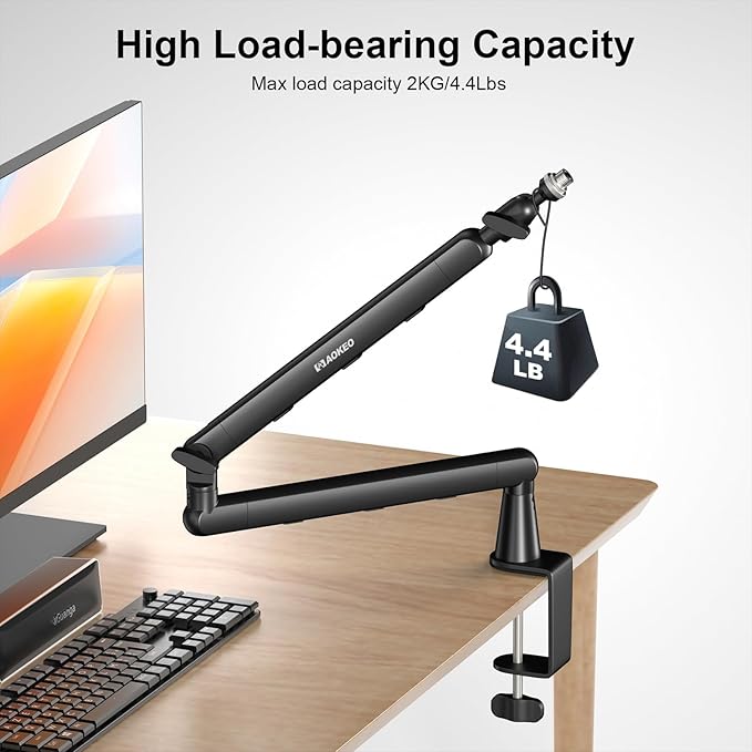 Microphone Arm,Aokeo AK-55 Desk Low Profile Adjustable Mic Boom Arm Stand,Suitable For Blue Yeti,Snowball iCE, HyperX QuadCast,SoloCast,Elgato Wave,Etc