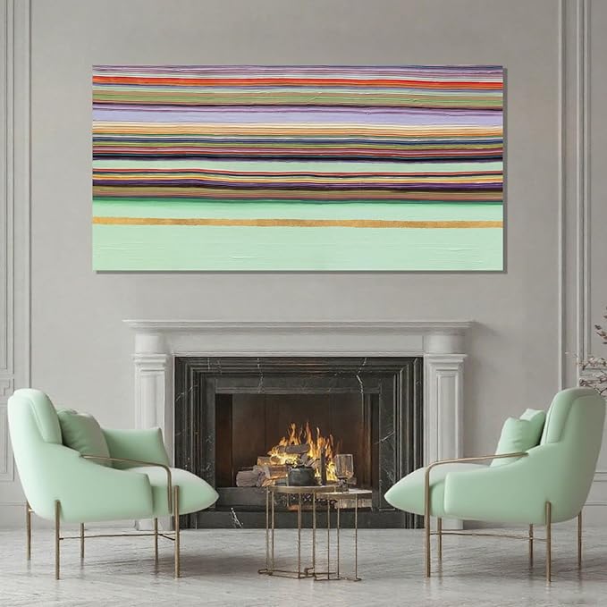 ZENPEE Green Abstract Wall Art with Wood Frame, Modern Canvas Prints Hanging Decor for Living Room, Office, Hallway, or Entryway | 24" x 48"