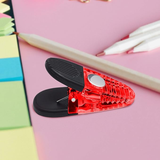 50 Magnetic Memo Holders Set - Customizable Text, Logo - Large Clip, Plastic - TRed