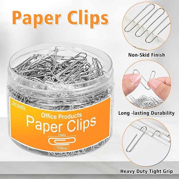 Medium Paper Clips,Paper Clip Medium Size,700 Pcs Clips Office Supplies for Paperwork Ideal for Home, School and Teacher Supplies.