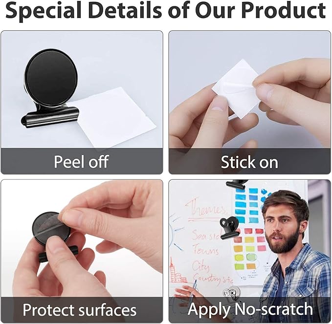 VNDUEEY 500 Pack Black Fridge Magnets Refrigerator Magnets, Magnetic Clips Heavy Duty, Magnetic Paper Clip Holder, Detailed Locker List Display Paper Fasteners on Home, Office, Teaching