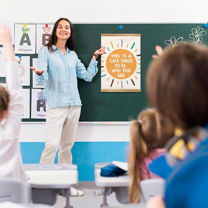 ZTGDA Mental Health Posters, This Is a Safe Space, Boho Classroom Decor, Therapy Office Counseling Office Must Haves, School Counselor Supplies, Calm Down Corner Wall Art Decor (WHO YOU ARE)