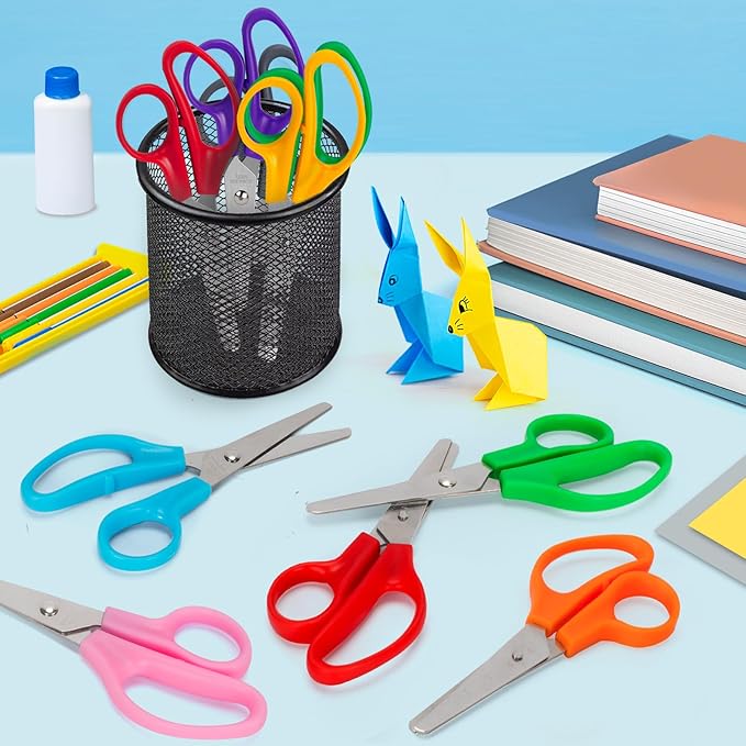 Toidgy 100 Pack Kids Scissors, 5 Inch Scissors Bulk for School, Blunt Tip Scissors for Kids Student Teacher,Kids Safety Scissors for Preschool Classroom Office Home,School Supplies Craft Cutting Paper