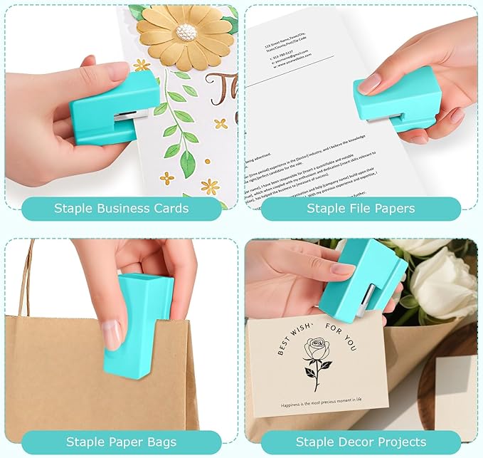 Mini Stapler - Small Cute Desk Staplers - 25 Sheet Capacity with 830 Staples and Staple Remover, Desktop Stapler for Office, School, Home, Green