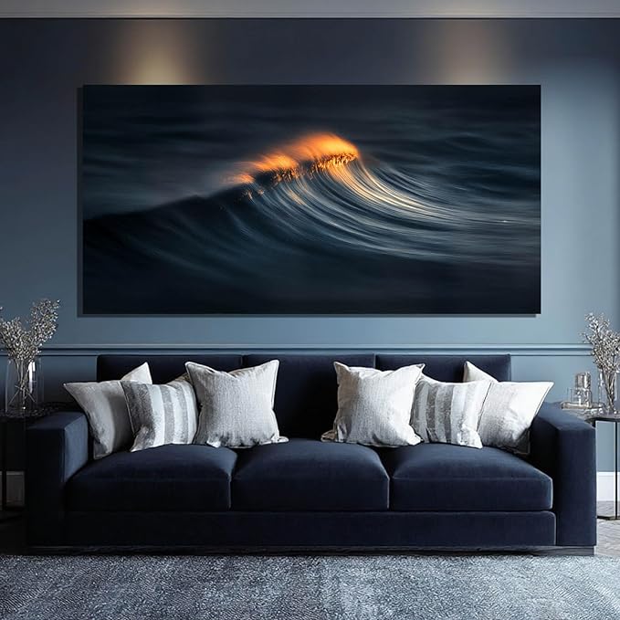 ZENPEE Black Hallway Decor and Gold Canvas Wall Art, Large Abstract Modern Wall Decor Posters for Bedroom or Living Room, 29" x 58