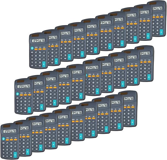 Calculator Small, 4 Function Calculators with Solar Power 8 Digit Small Pocket Size Desktop Handheld for Classroom Desktop Home (Black,Set of 30)