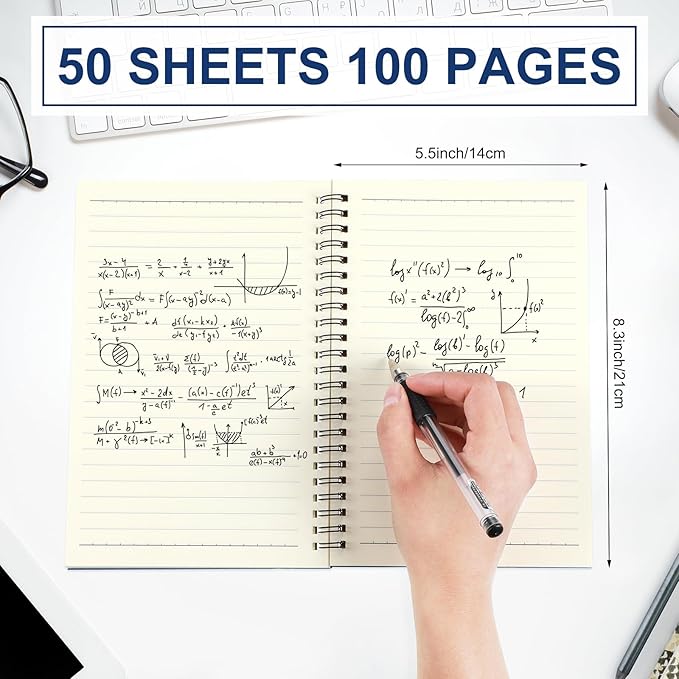 Yahenda Spiral Notebook Bulk A5 Journal Lined 8.3'' x 5.5'' Writing Composition Paper Small Notepad Subject Notebook for Students Office Business Back to School Supplies(Deep Blue,2 Pcs)