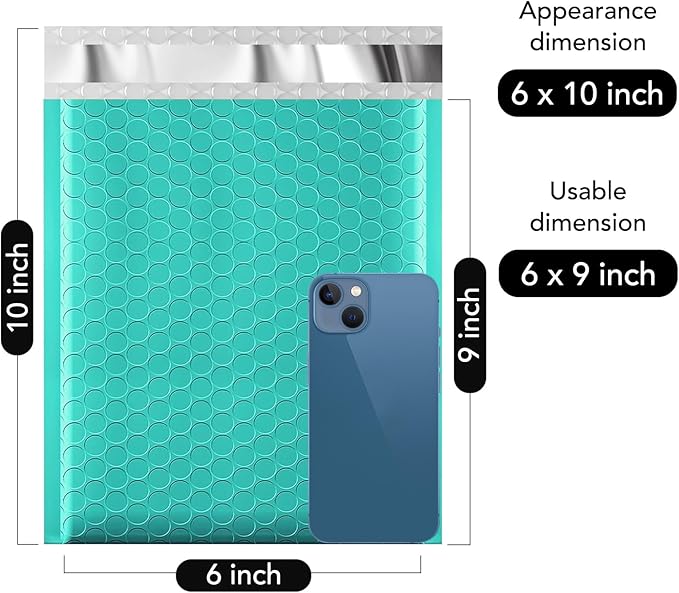 Fuxury Bubble Mailers 6x10" Teal Padded Envelopes 9600 Pack Bulk Strong Adhesion Full Pallet of Padded Mailers Thick Bubble Envelopes for Small Business Mailing Small Items,Jewelry,Makeup